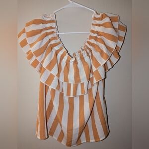 A. Calin By Flying Tomato Off the Shoulder Striped Top Size Large
